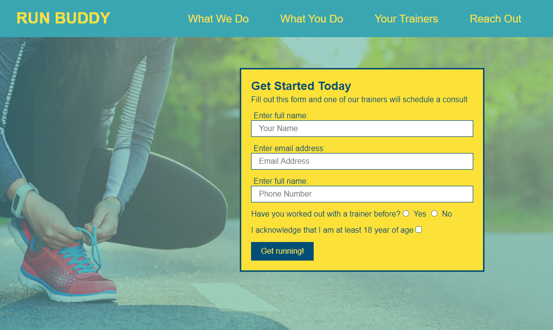 Run Buddy webpage preview